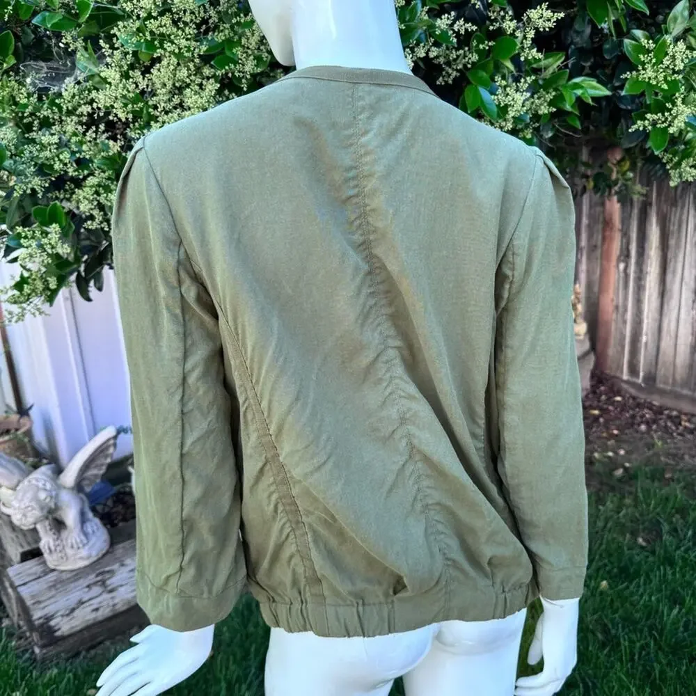 H&M Conscious Collection Beaded Jacket Olive Green Women's Size 6
